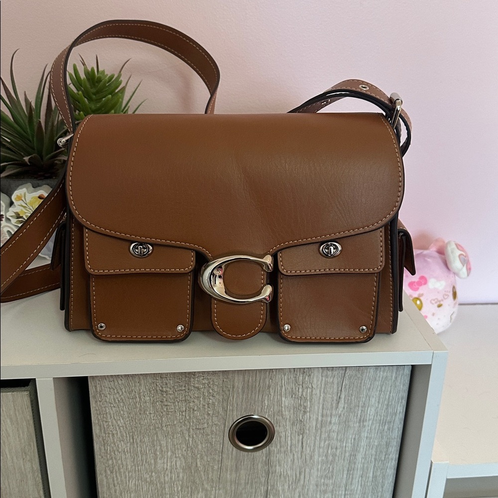 Brown Leather Crossbody Bag with Silver Hardware